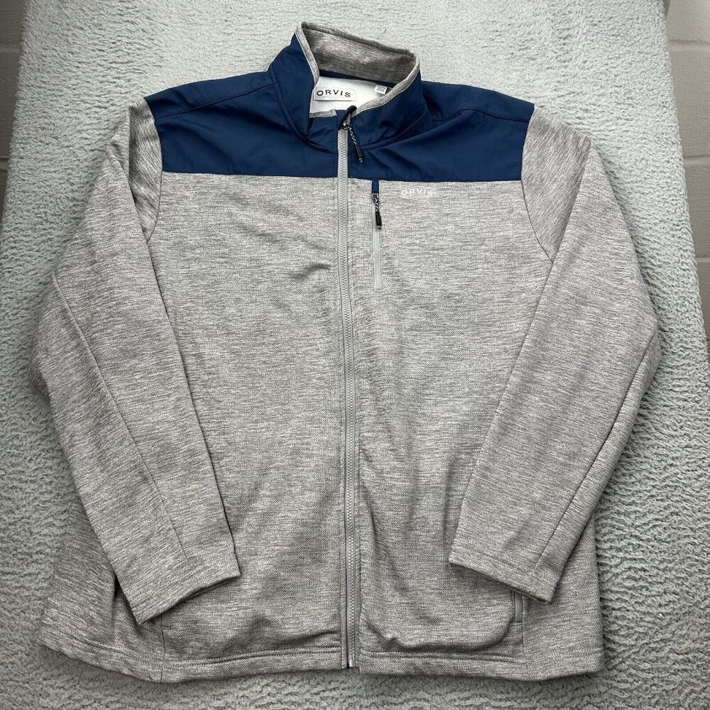 Orvis Bonded Mesh Gray Mens Full Zip Sweatshirt Size XXL Gray Mens
